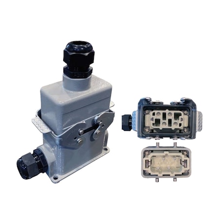 Starke Quick-Plug Industrial Connector, 500V, 35 Amp, 4 Pins, Top Entry Hood with Surface Mount SPQ04-10BST